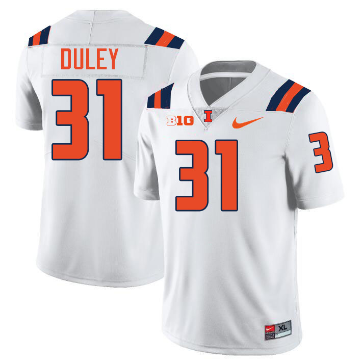 Men #31 Declan Duley Illinois Fighting Illini College Football Jerseys Stitched-White